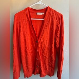Tori Burch Orange cotton cardigan, logo buttons, size M non smoking home